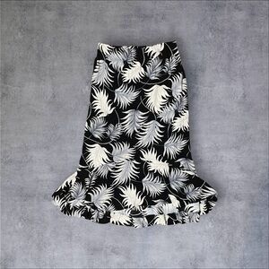 Black White & Gray Tropical Floral Maxi Skirt